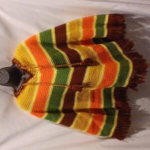 Handmade Crocheted Poncho, earthtones
